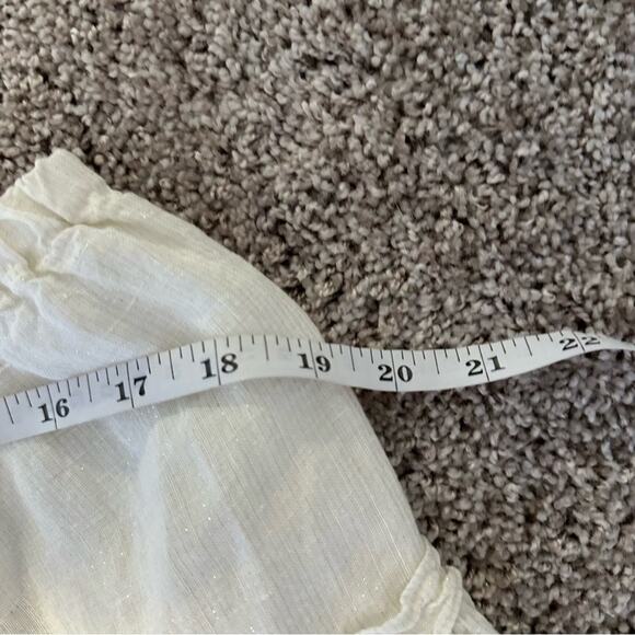 Vintage CP SHADES Cream White Metallic Linen Tiered Maxi Skirt XL - Picture 9 of 12